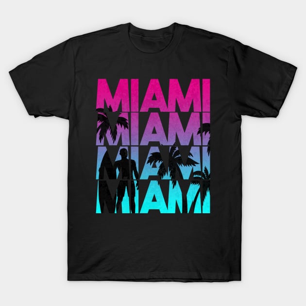 Miami Surfer Palm Trees T-Shirt by Rebrand